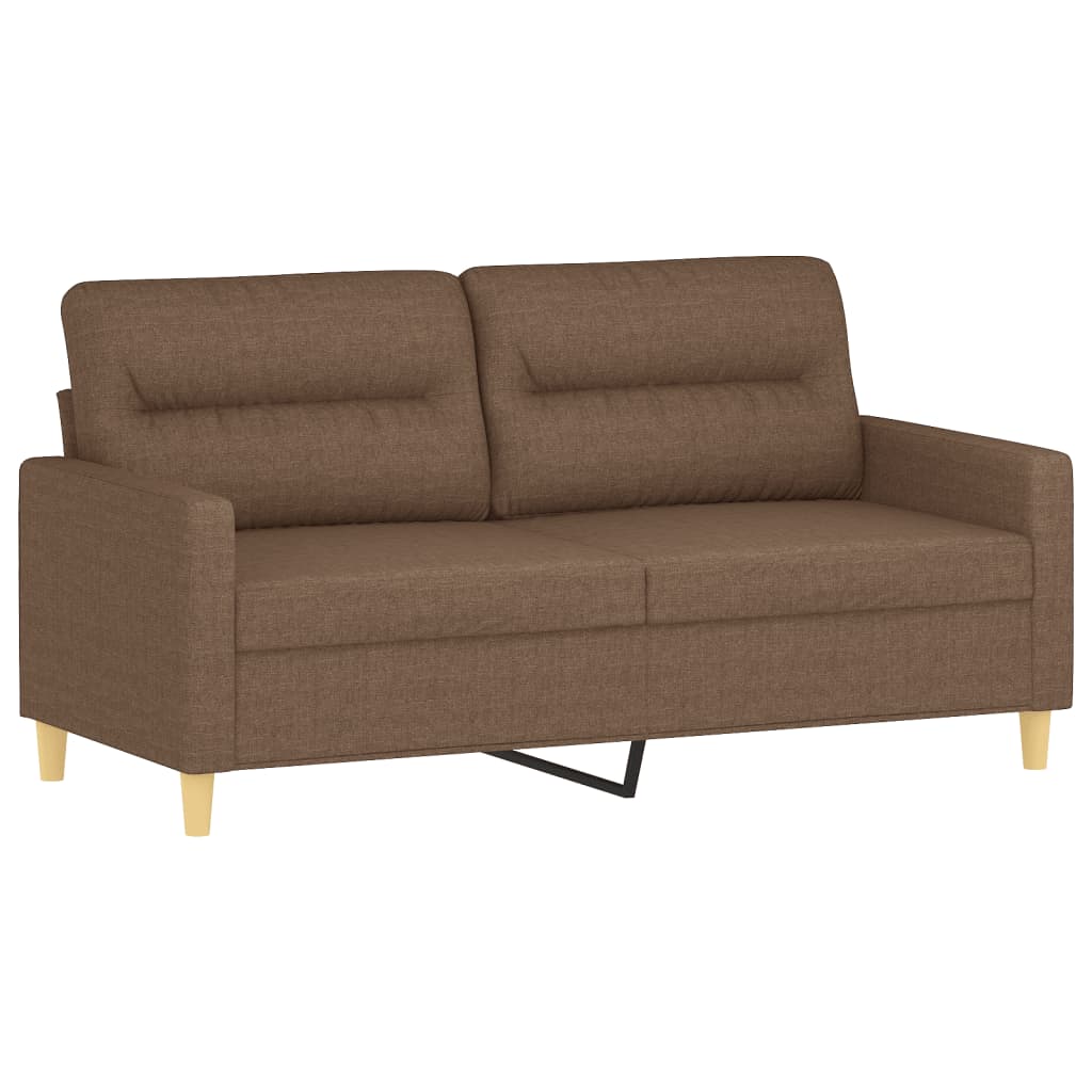 2 Seater Sofa with Decorative Cushions Brown 140 cm Fabric