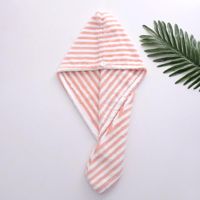 

Коралловая бархатная полосатая быстросохнущая впитывающая шапочка для сухих волос, женское полотенце для сухих волос, платок из микрофибры розовый