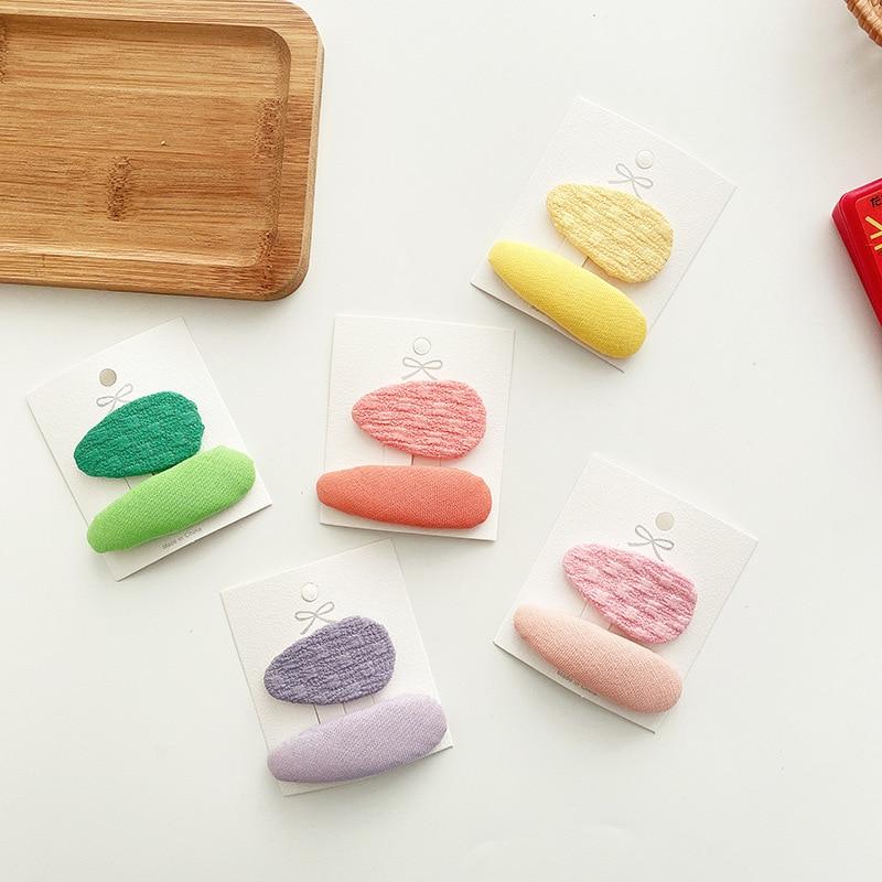 Nové korejské sponky do vlasů Sweet Girls Jednobarevné látkové spony pro děti Pokrývka hlavy Pokrývka hlavy Dívčí dětské vlasové doplňky