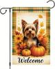 Thanksgiving Fall Garden Ag Yorkshire Terrier Dog Ag 12x18 Inch Double-Sided Pumpkin Plaid Leaf Yard Banner Autumn Outdo PPZ