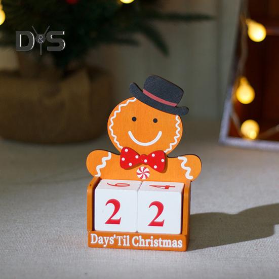 Pepparkaksmannens Julnedräkningskalender Träklossar Bordsdekoration Helgdagens Adventskalender för Kontorsbord