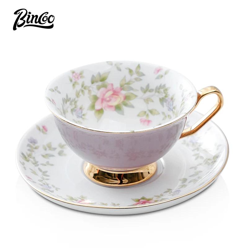 Bincoo European Bone China Coffee Cup Set Pink Bird Creative Ceramic Phnom Penh Afternoon Tea Cup & Saucer Nice Gift