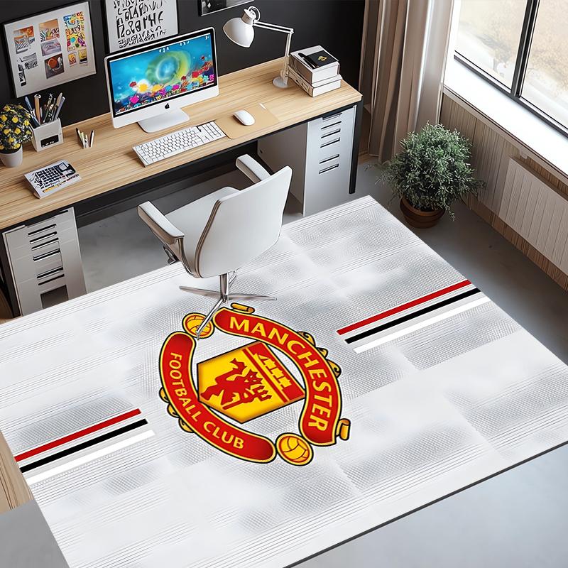 Manchester United F.C Pattern Rug, Indoor/Outdoor Mat, for Picnic, Gameroom, Bedroom, Office, Living Room, Home Decor Carpet, Birthday Gift