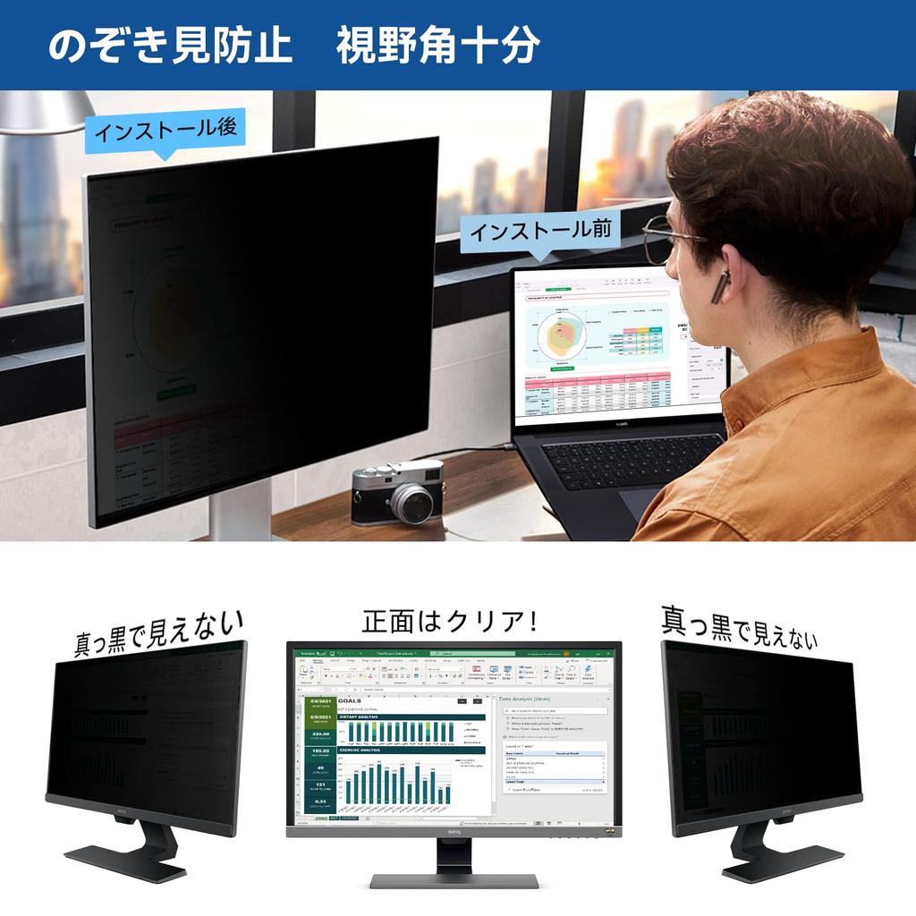 19.5-inch 16:9 Privacy Filter, Blue Light Blocking, Anti-Reflection, Anti-Peeping, Double-Sided, for PC Monitors