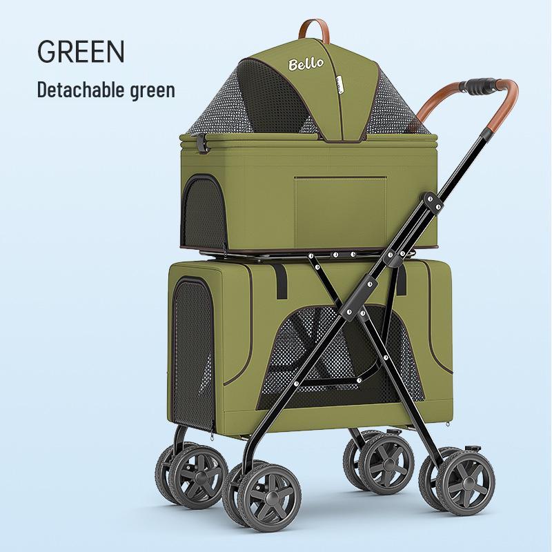 Bello Foldable Pet Stroller: One-Button Folding Cat and Small Dog Double-Layer Travel Stroller for Bichon.