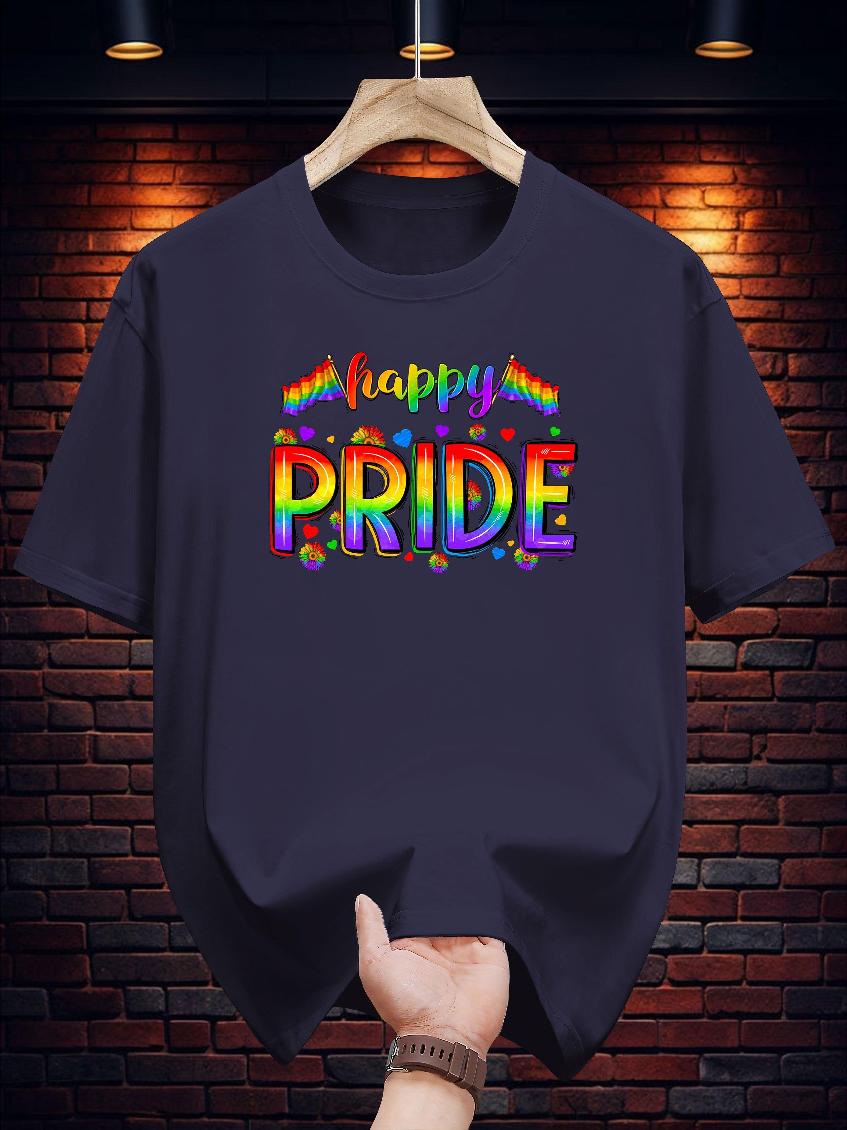 T-shirt - Happy Pride Rainbow Hearts Graphic Print L