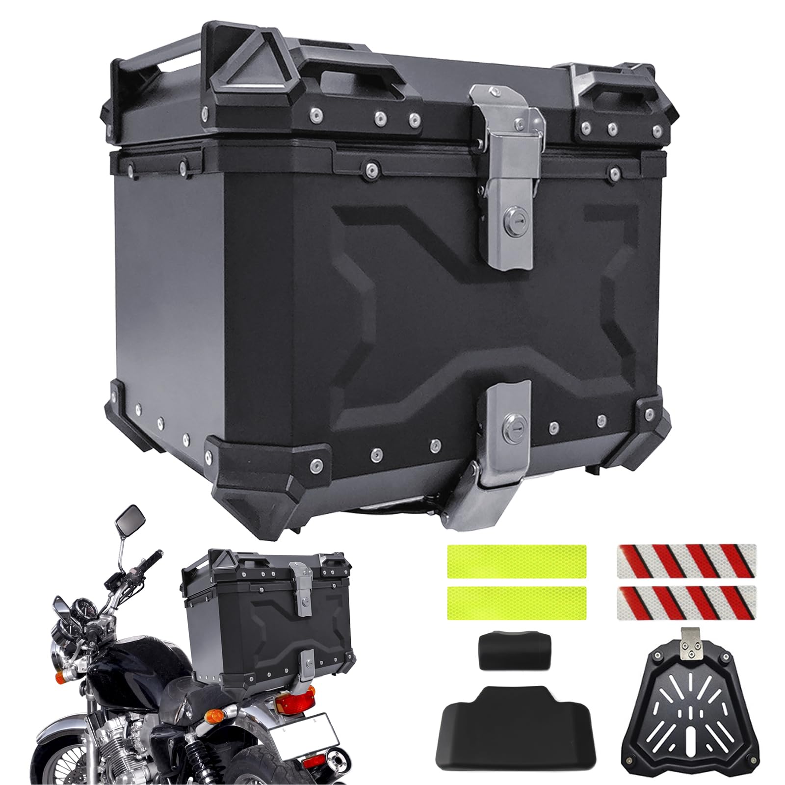 

MIKISHO Rear Box Motorcycle Rear Box Top Case (Black, 45L)