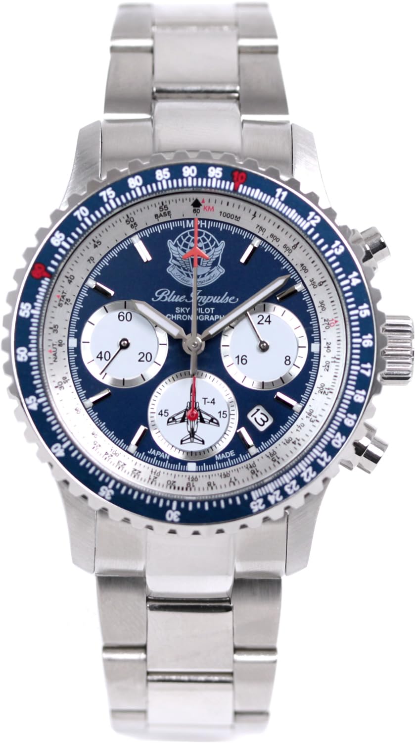 

Blue Impulse Watch Sky Pilot Chronograph Made in Japan Official Emblem Product Navy Men s синий
