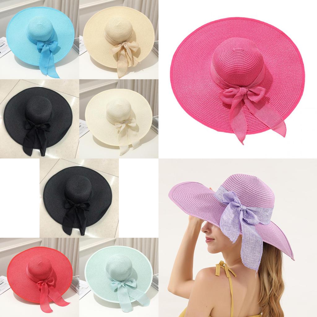 Large Edge Straw Hat With Sun Protection For Women Summer Beach Fashion