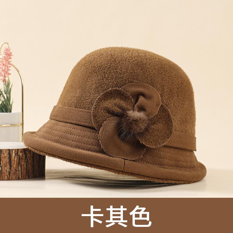 Autumn and Winter New Mink Bucket Hat Women's Warm Elegant British Retro Basin Hat Temperament Versatile Show a Small Face