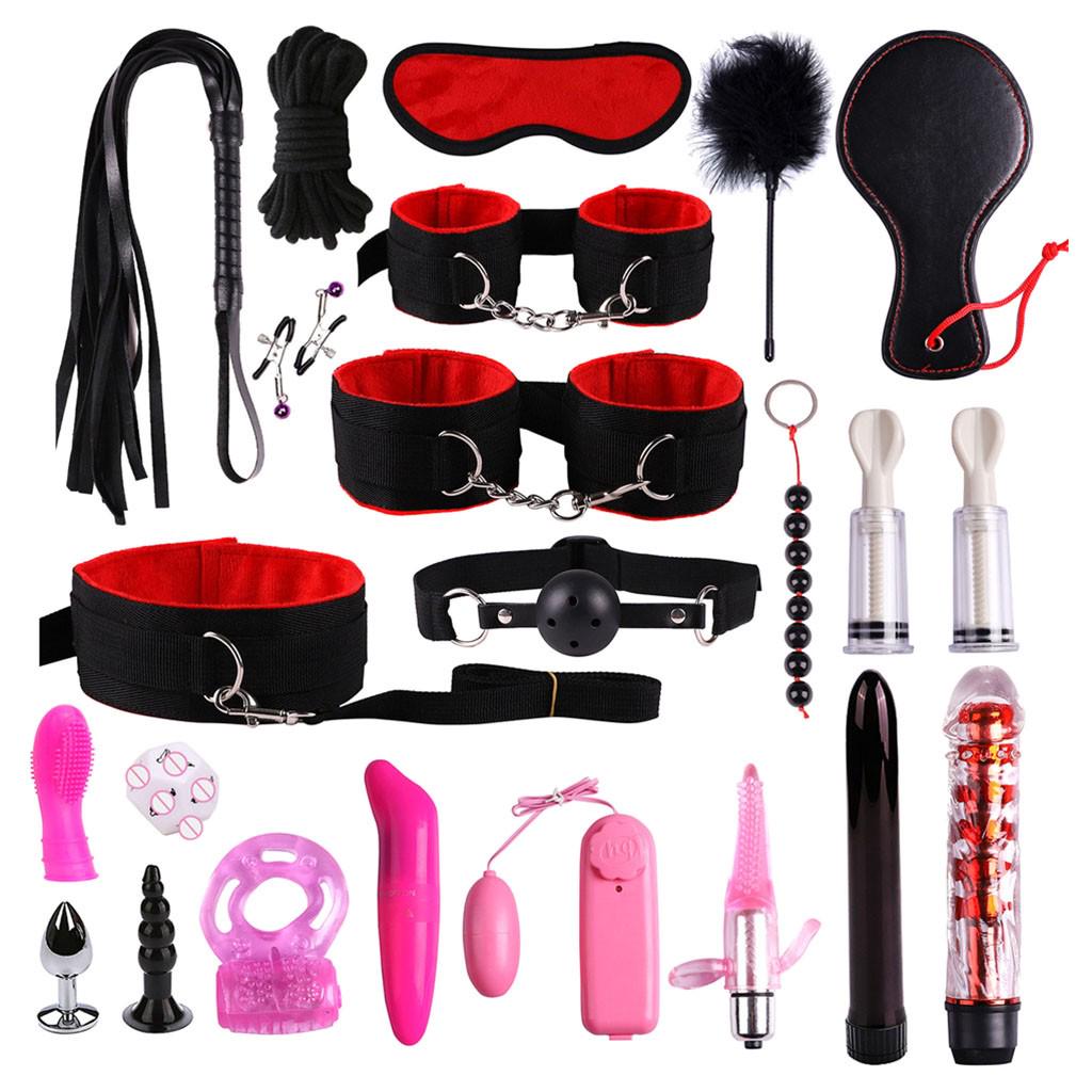 (SU)Whip Rope Suit Massaging Anal Butt Plug Ring Vibrator Couple SM Kit  Toys Set