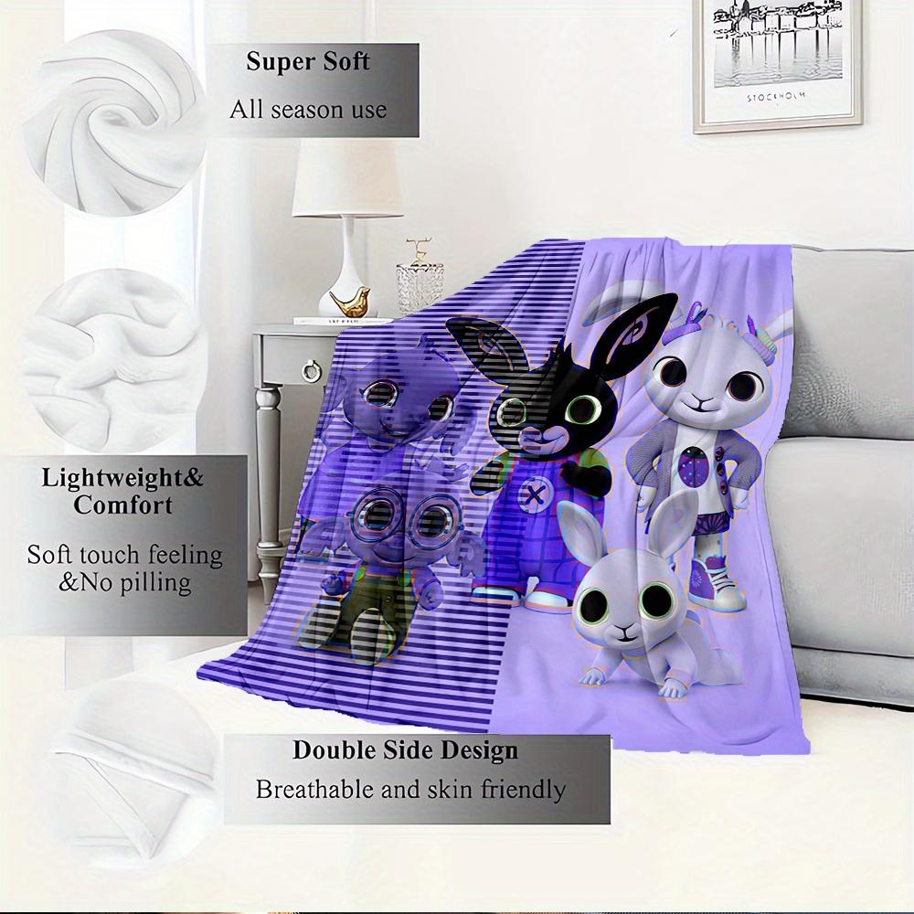 1pc Flannel Throw Blanket, Bunny,Friends,BingPattern Printed Blanket, Warm Cozy Soft Blanket For Couch Bed Sofa Car Office Camping Travellin