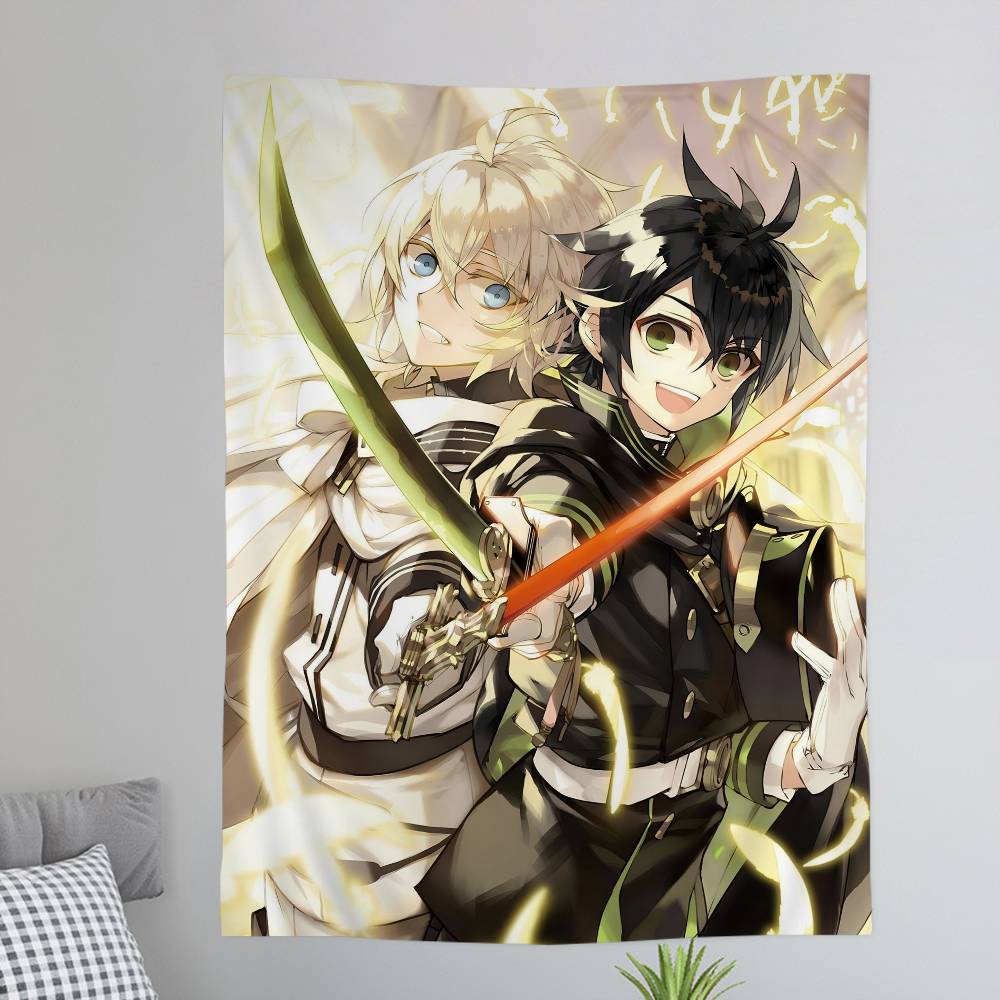 Seraph of the End Yuichiro Hyakuya Asuramaru Wall Tapestry of the Demon Pair Room Decor for Shonen Anime Supernatural Fans