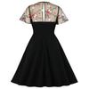 Abiti vintage da donna con ricami floreali a pois, abito midi a trapezio, da cocktail, da sera, casual da lavoro, formale, per occasioni speciali