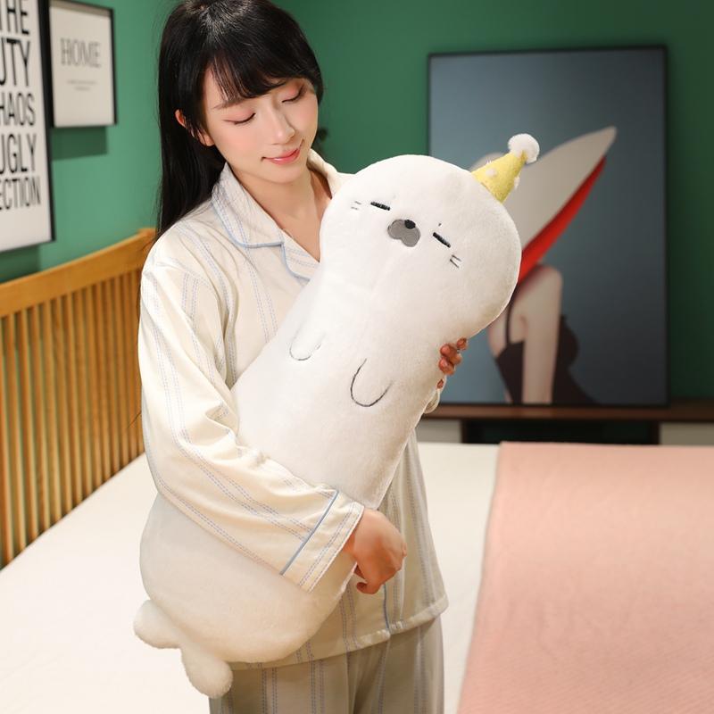 Almohada Corporal de Peluche de Foca Larga No Tóxica Cojín Relleno de Animales Creativo Cojín Decorativo Suave para Sofá Cojín Grande para Dormir Decoración