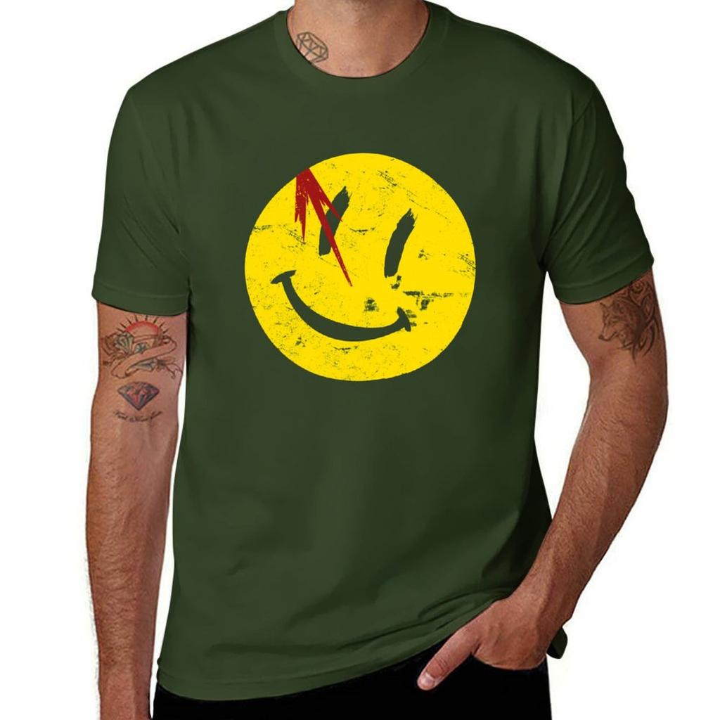Watchmen Symbol Smile Vintage T-Shirt Summer Tops Sports Fans Mens T Shirts