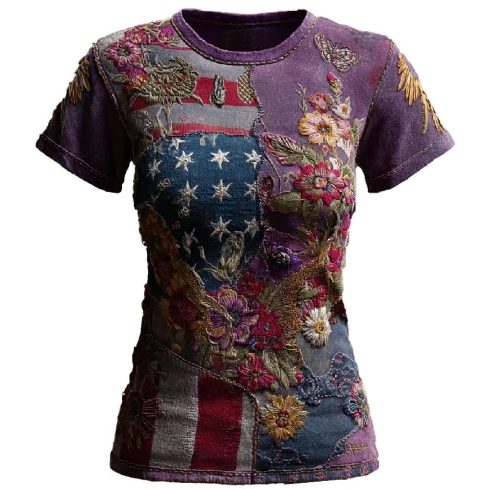 

Женская повседневная и модная футболка с коротким рукавом и принтом, топ L фиолетовый