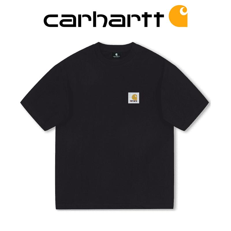 

Carhartt 2025 Летняя новая высококачественная хлопковая футболка с круглым вырезом для мужчин и женщин, большие размеры, наклейка с логотипом, парная футболка S