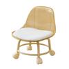 Acrylic Low Stool with 360 Degrees Swivel Wheels Faux Leather Cushion Roller Seat with Backrest Heavy Duty Rotating Mini Chair Seating Stool