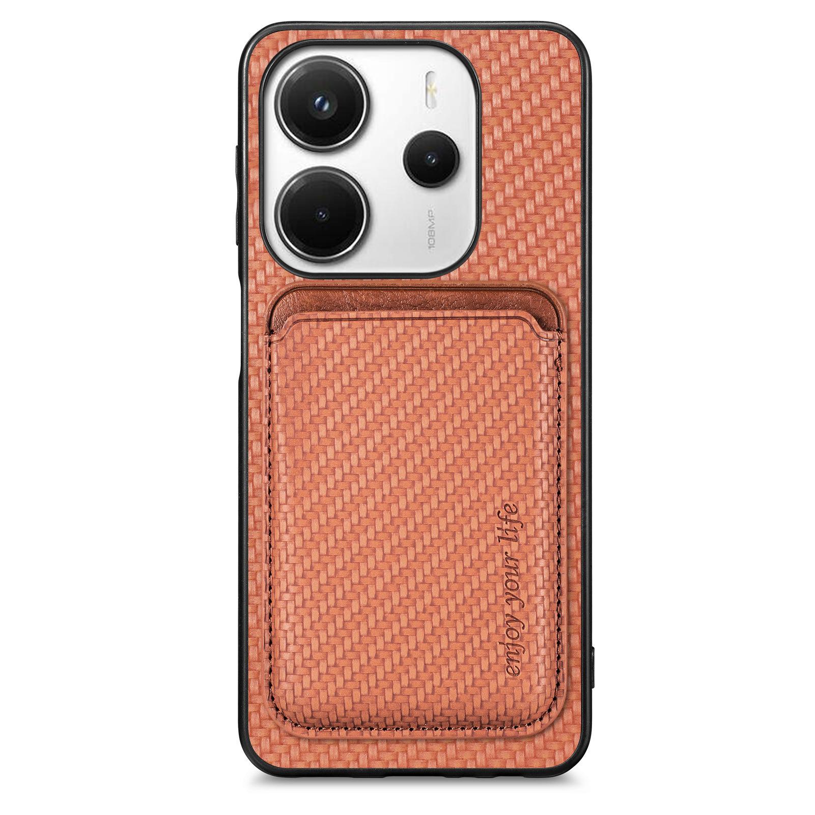 

Чохол для Xiaomi Redmi Note 14 5G Магнітний знімний тримач для карток Задня кришка телефону Brown