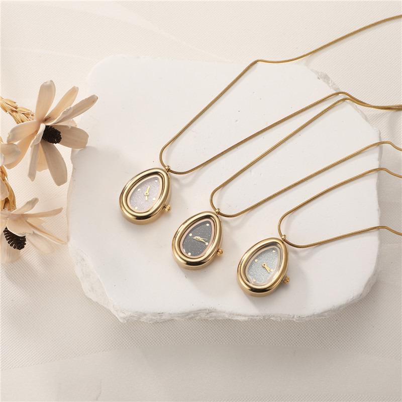 Versatile Square Water Droplet Shape Watch Necklace Fashion Women's High Quality Stainless Steel Pendant Watch Necklace Jewelry
