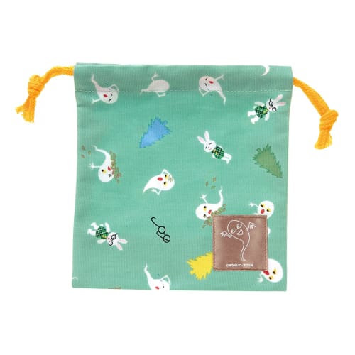 Gakken Staful Sena Keiko Mini Lunch Bag, Drawstring Bag with Cup, Glasses Rabbit Design, K06026