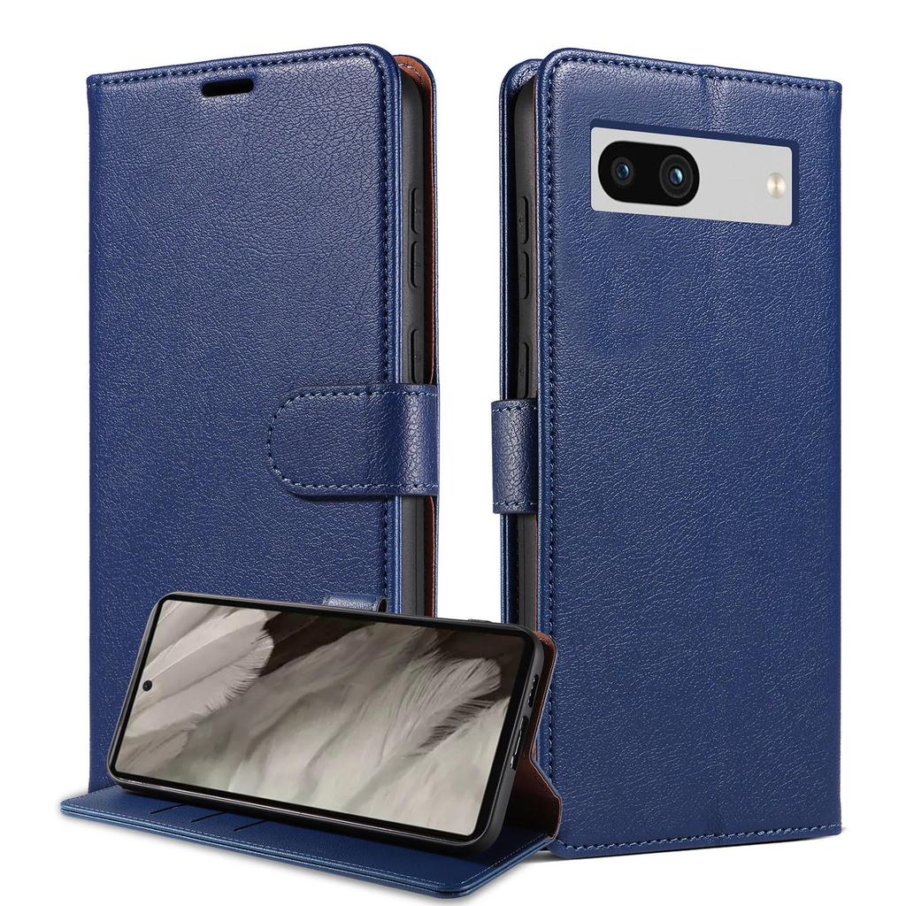 Skinnveske for Google Pixel 8A, 6A og 7 Pro mobiltelefoner - flip-deksel og beskyttelsesdeksel.