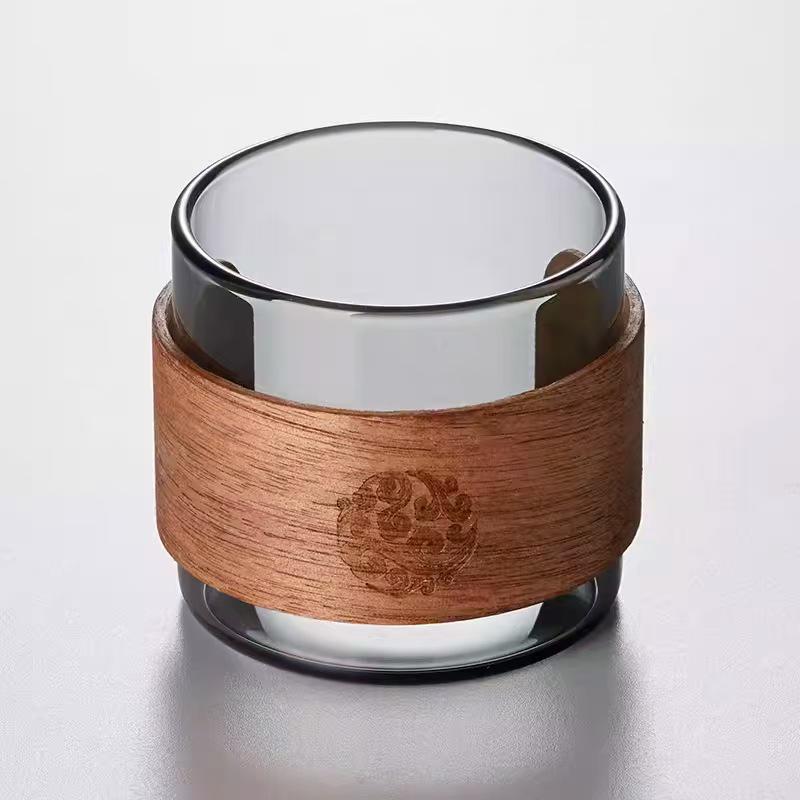 Elegant Heat-Resistant Glass Tea Cup with Wood Card - Perfect for Home Use and Guest Reception