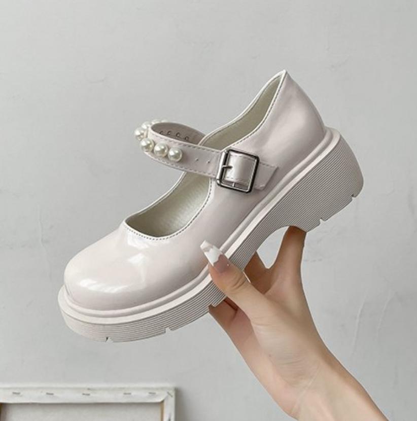 Luxury Girls Chunky Platform Mary Jane Shoes Buckle Strap Thick Heels Pumps Single Shoe Woman Black Patent Leather Lolita Shoes