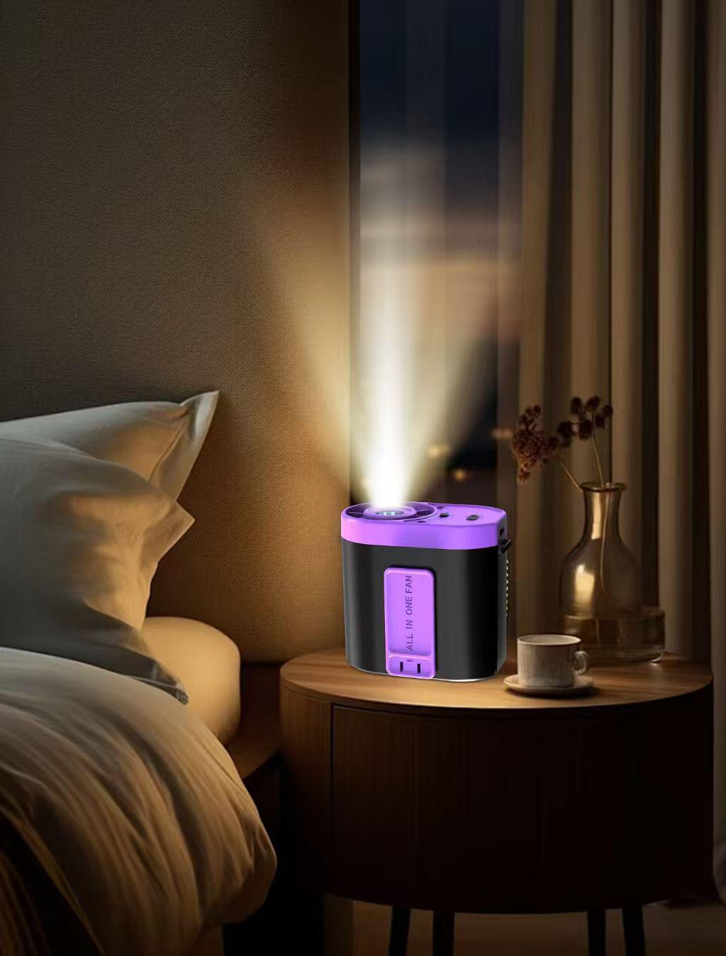 

Portable High-Speed USB Fan with LED Light and Power Display for Desk, Neck, Hanging, or Waist Single Unit фиолетовый