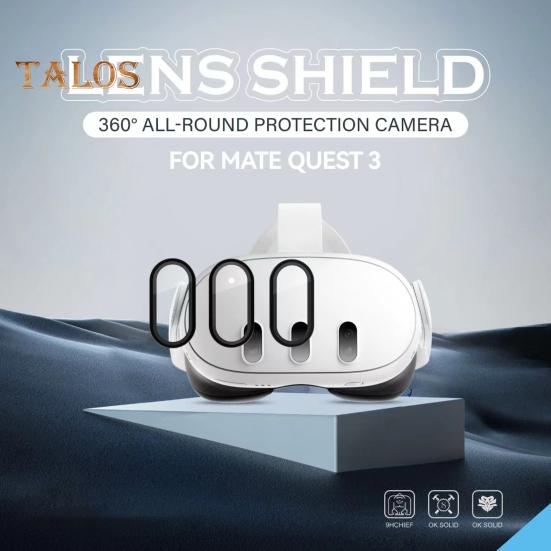 Camera Lens Protector Thin 9H Tempered Glass Anti-Scratch 360-Degree Full Coverage Camera Screen Protector Cover for Meta Quest 3