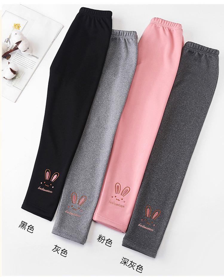 Girls' Fleece-Lined Cartoon Leggings: Warm, Slim Fit Pants for Babies, Small To Medium Size, Autumn/Winter Collection