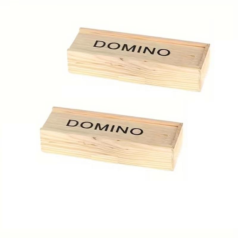 28 Pieces, 1 Set of Wooden Domino Board Games, Travel Fun Tabletop Games, Domino Toys