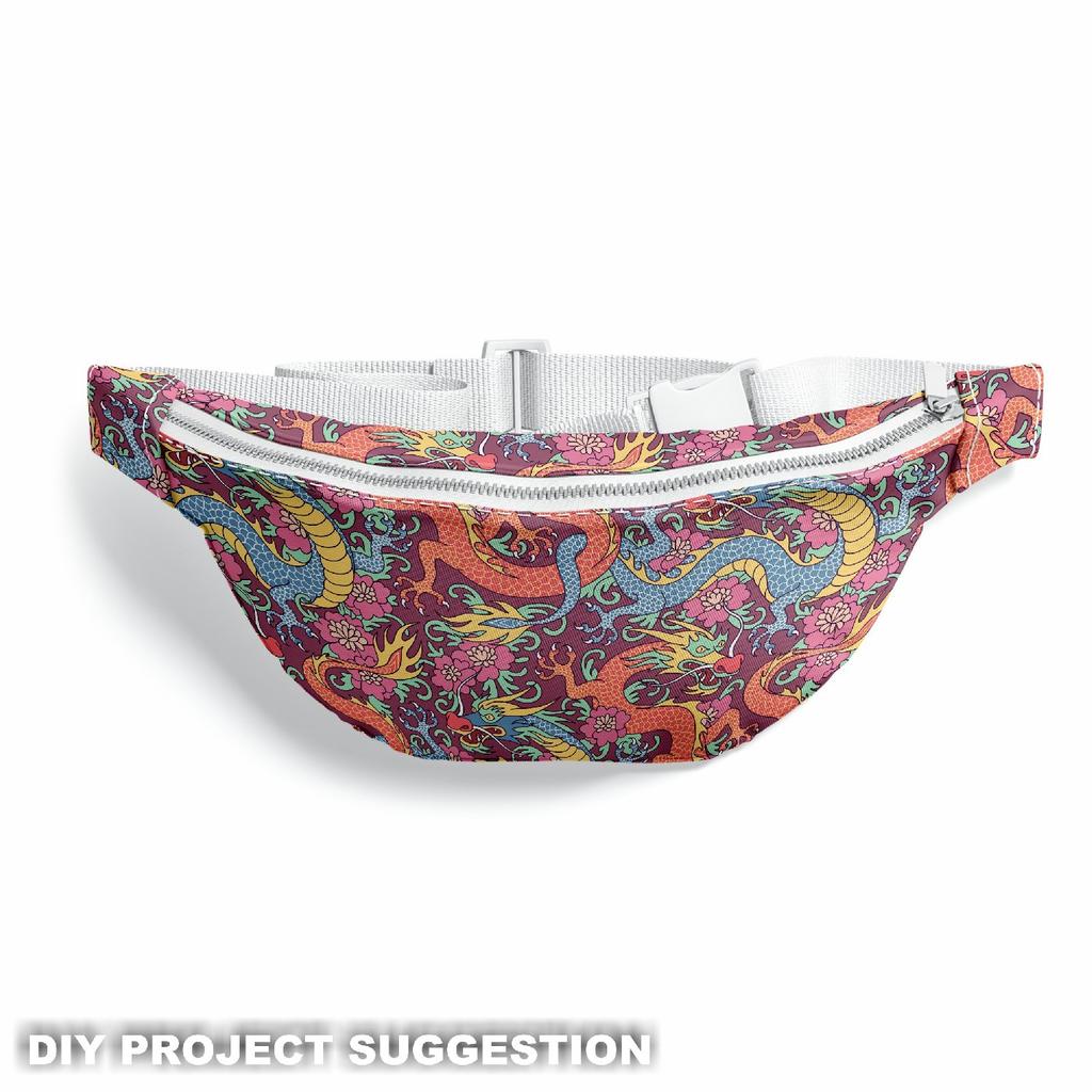 Outdoor Dekostoffe Oxford - Motiv Drachen In Blumen