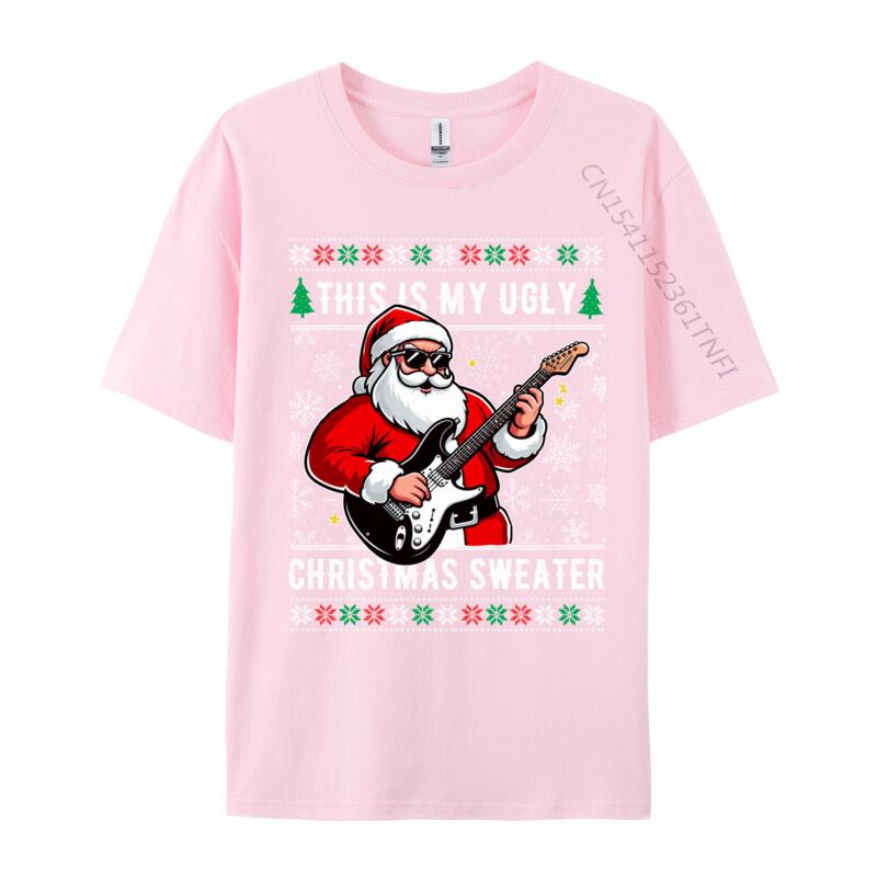 Santa Loves Guitar This Is My Ugly Sweater Christmas Music T Shirts Anime Comic Novelty Tshirts Boy Youth Tees