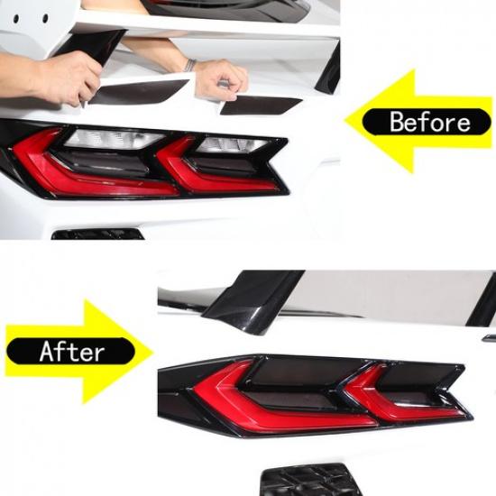 Tail Light Blackout 10PCS Smoked Vinyl Overlay Cover For Corvette C8 -2025