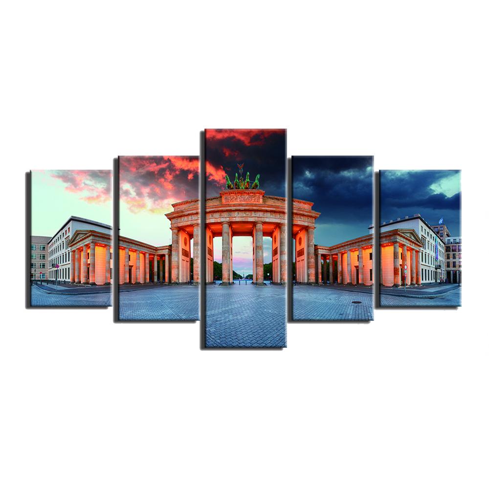 

Настенная живопись на холсте, постеры с изображением ворот, 5 штук, современный немецкий берлинский домашний декор для гостиной, модульные картины, художественные работы Medium Size Unframed Canvas