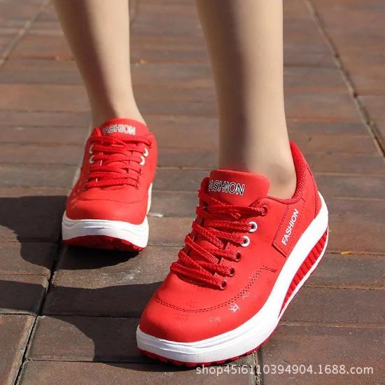 Fashion Casual Shoes for Women New Womens Sports Shoes Comfortable Leather Women's Thick-soled Running Shoes