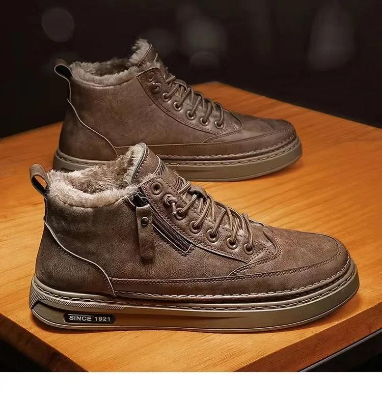2025 New In Winter Sneakers Man Sports Shoes for Men Cotton Wool Mans Footwear High Quality Men's Snow Boots Trend Footwear