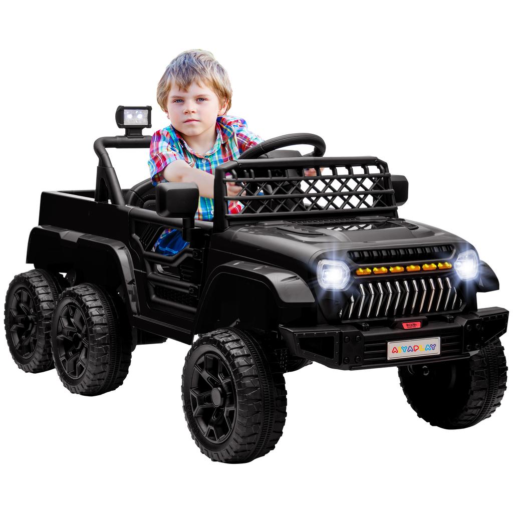 Children's Electric Car Electric Buggy for Children 2 Motors 12 V 3 Speeds Rear Trailer 122L X 62.5W X 65H Cm Black