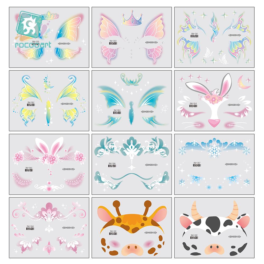 Ruikalong June 1st Kids' Waterproof Face & Forehead Cartoon Tattoo Stickers for Face Painting