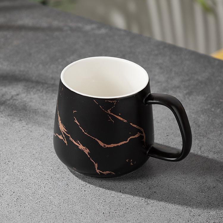 Large Nordic Style Marble Pattern Ceramic Mug for Home  Office 301-400 ml