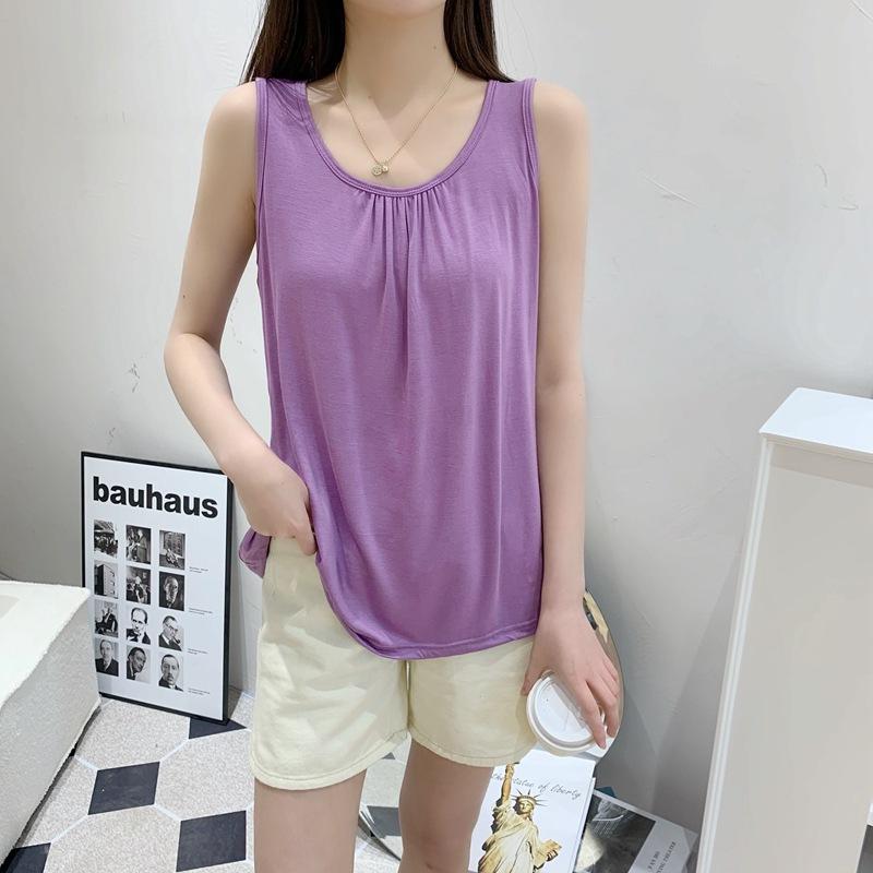 Camisola de Modal para Mujer Tallas Grandes: Top de Verano sin Mangas de Estilo Camiseta de Corte Holgado, Talla Grande