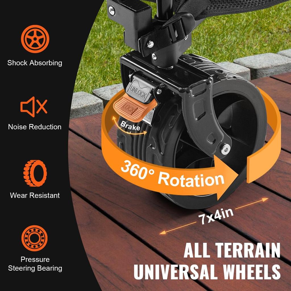 Foldable Double Decker Wagon, 400L Collapsible Wagon Cart with All-Terrain Wheels, Heavy Duty Folding Wagon Cart 350 lbs Weight Capacity for Camping,