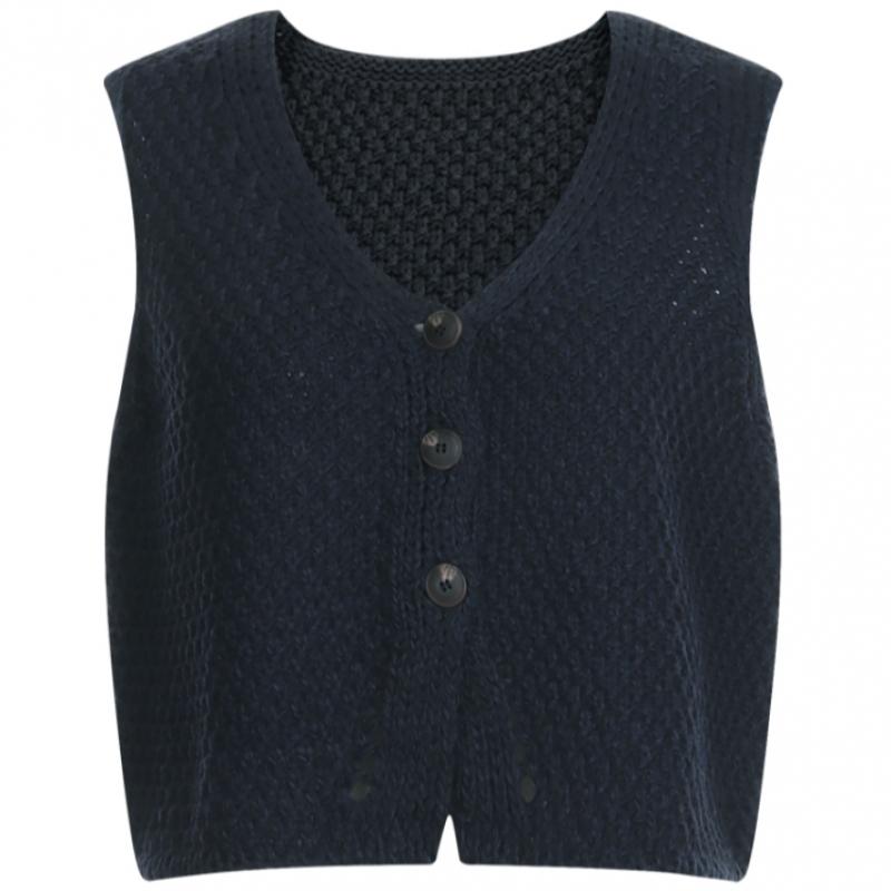 Shop   Women S Crop Button Stretch Knit veSt 6 Color Khaki Bom wvS 20784   