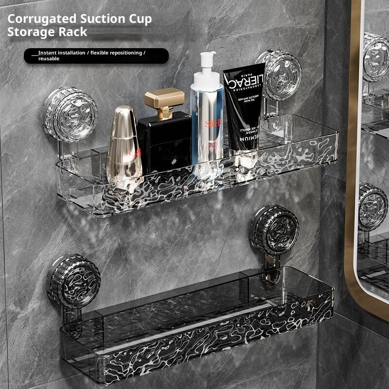 1/2Pcs Plastic Suction Cups Shower Shelves Punch-Free Rectangular/Triangular Shower Storage Rack Removable Draining
