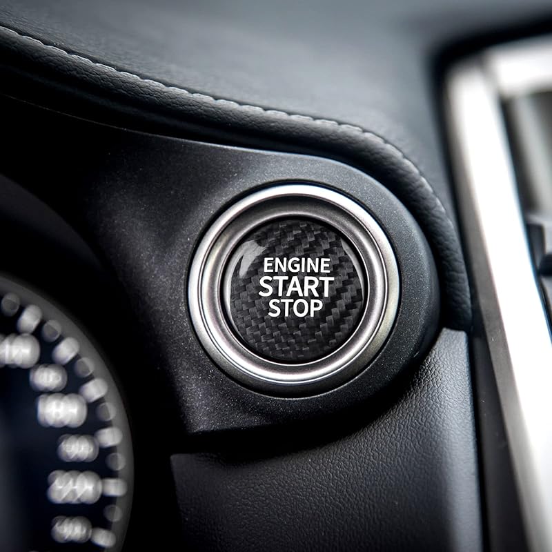 CKE Compatible with Toyota Camry Corolla RAV4 Highlander CHR Sienna Avalon GT86 BRZ Accessories Real Carbon Fiber Sporty Car Engine Start Stop Button