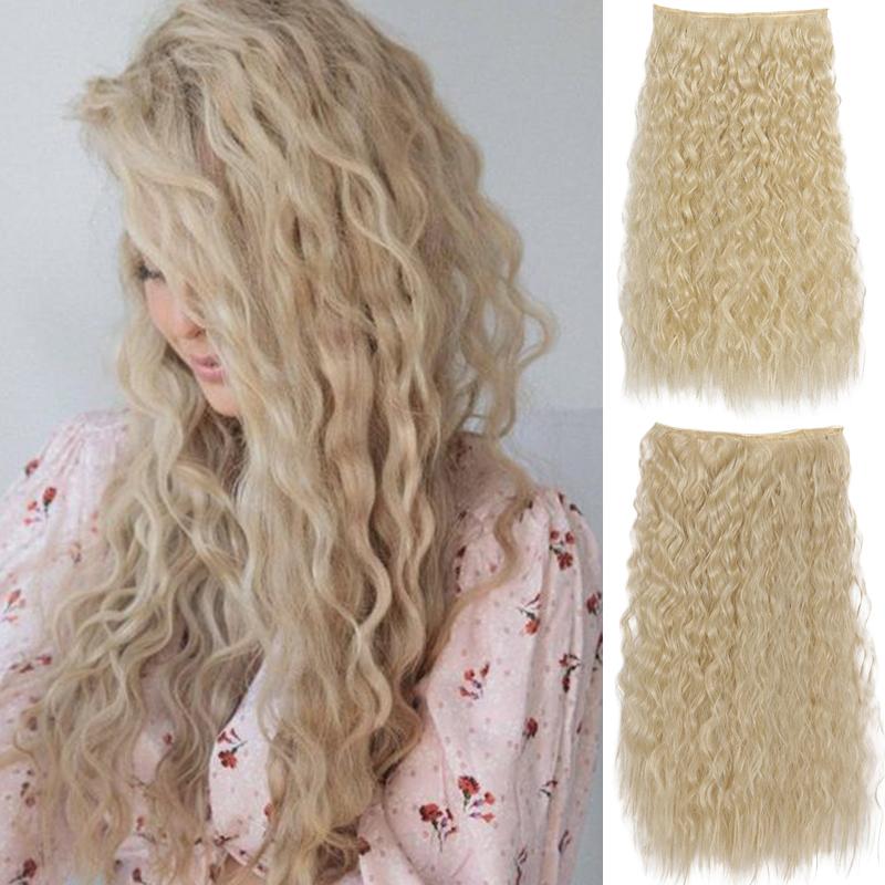 

MERISIHAIR Женщины Длинные вьющиеся волосы Наращивание Парик 5 Клипс Кукурузная волна Волосы Черный Коричневый Синтетический Волокно Шиньон Партия Ежедневное использование
