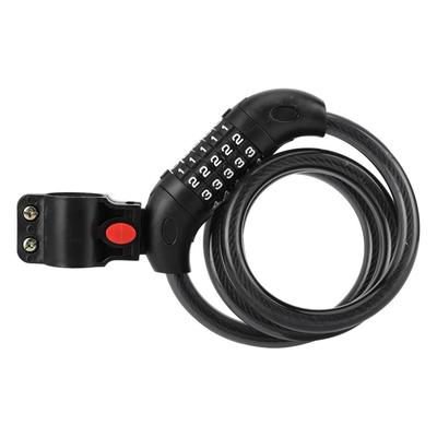 Portable Bicycle Cable Lock 5-Digit Code Mountain Bicycle Lock Antitheft Strip Lock  Cycling