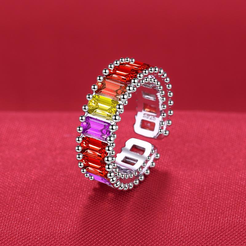 925 Silver Ring Heart AAA Zircon Open Adjustable Engagement For Women Wedding Fashion Jewelry Party Gifts